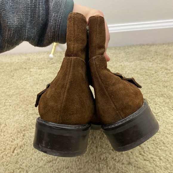 Aquatalia Bree Water Resistant Brown Suede Booties Boots Size 6 Leather Italy - Picture 6 of 9